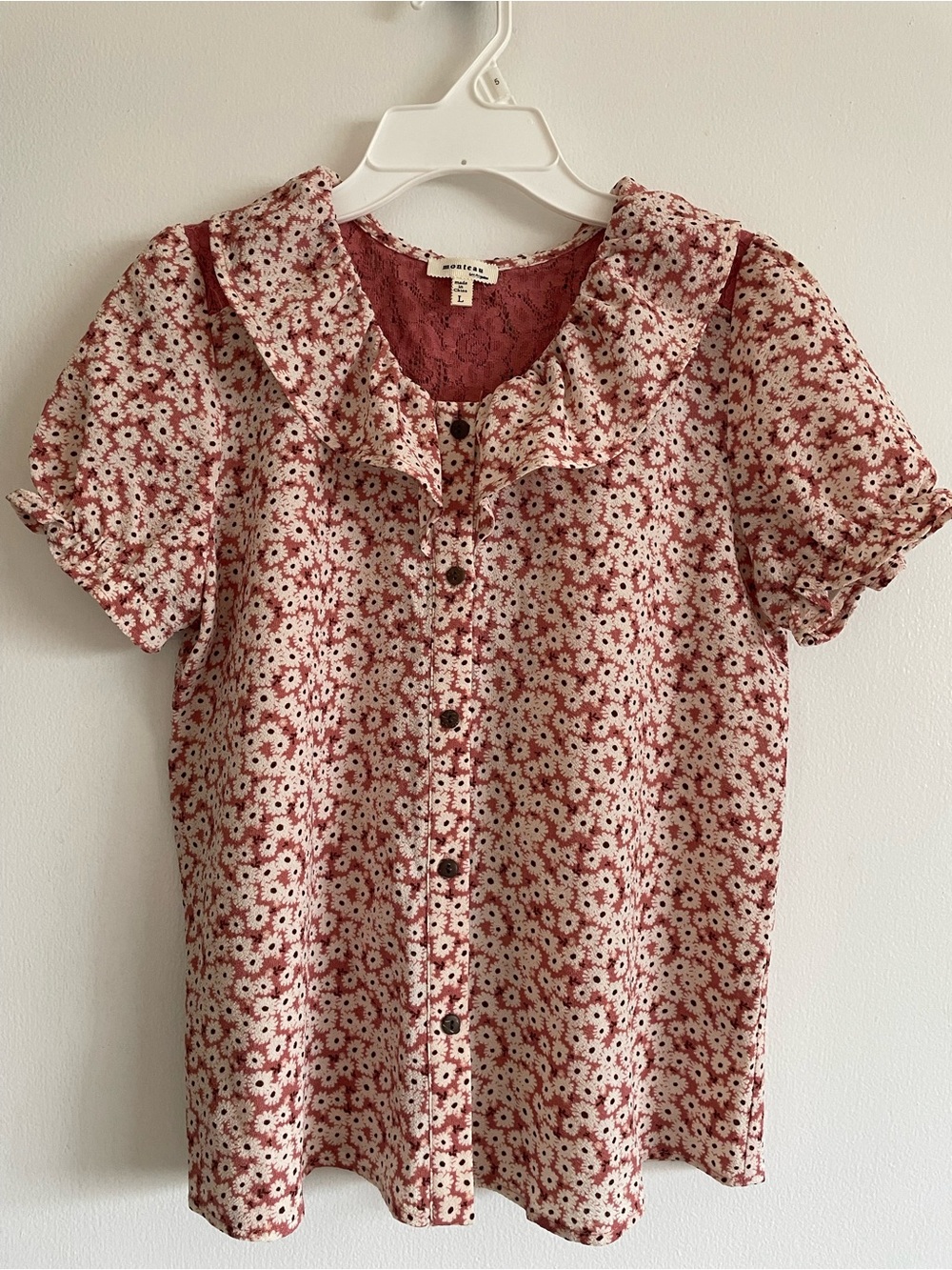 Monteau Rose Floral Button-Down Top